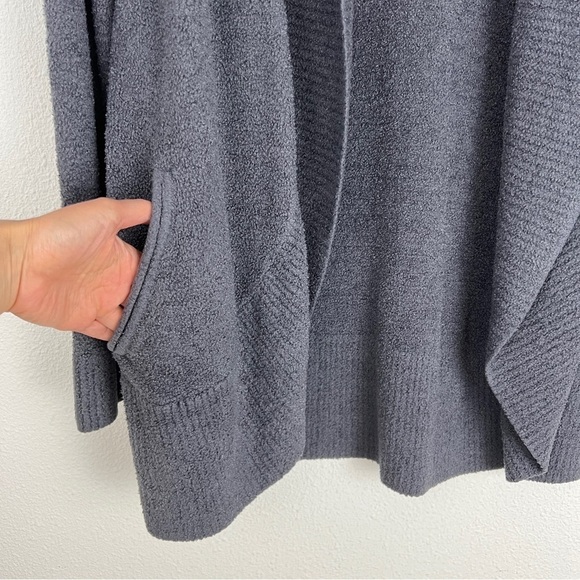 Barefoot Dreams CozyChic Lite Circle Sweater Open Knit Cardigan Medium Carbon - Picture 7 of 10